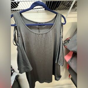 Grey open shoulder blouse
